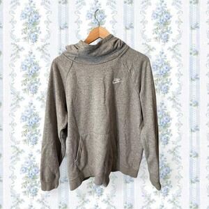 Nike Women's Large Grey Cowl Neck hoodie with embroidered logo